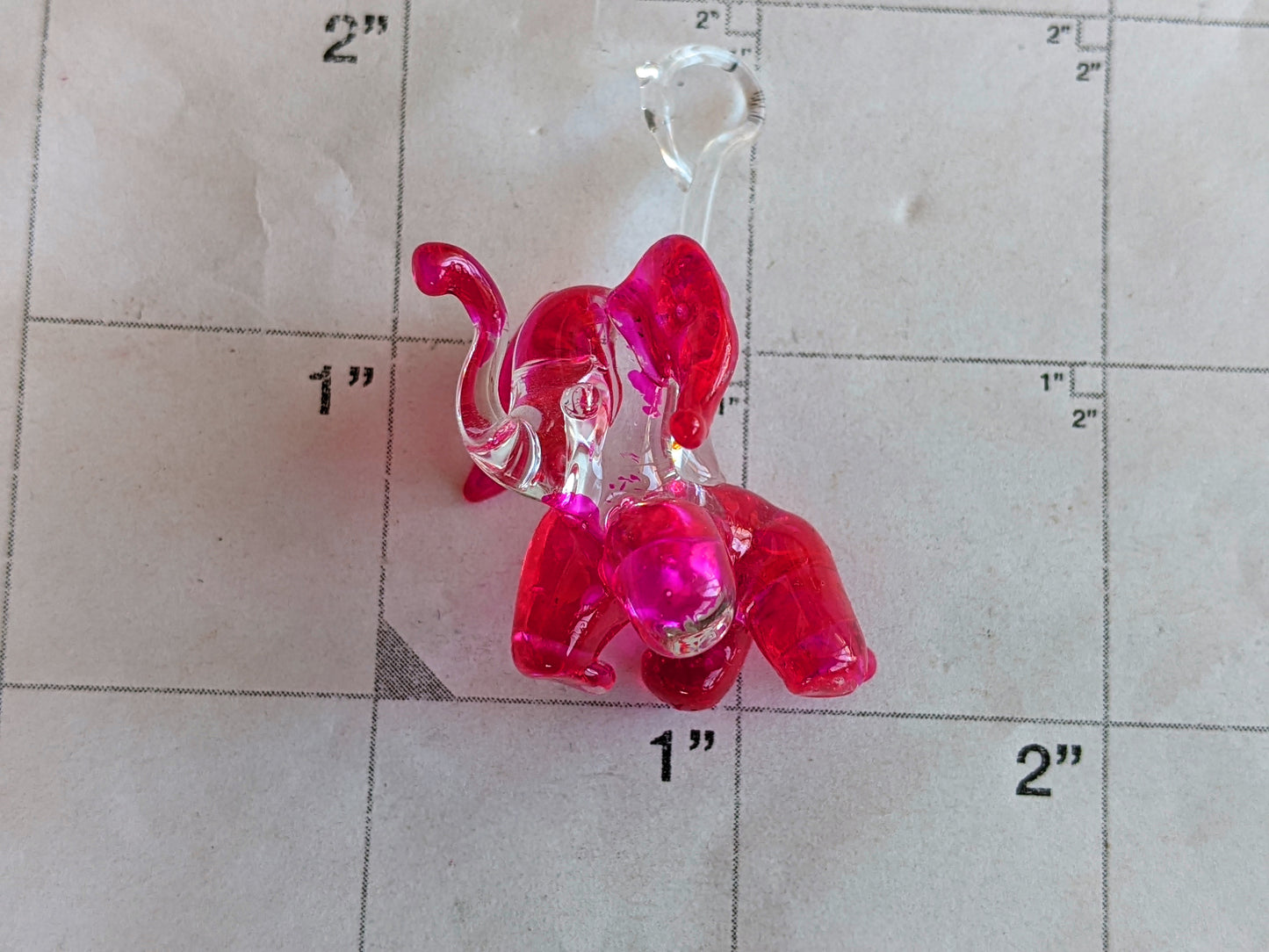 Vintage Hand-Pulled Glass Elephant Murano Style Italian Handmade Glass Adorable !! One-Of-A-Kind Joyful Vintage Gifts !!