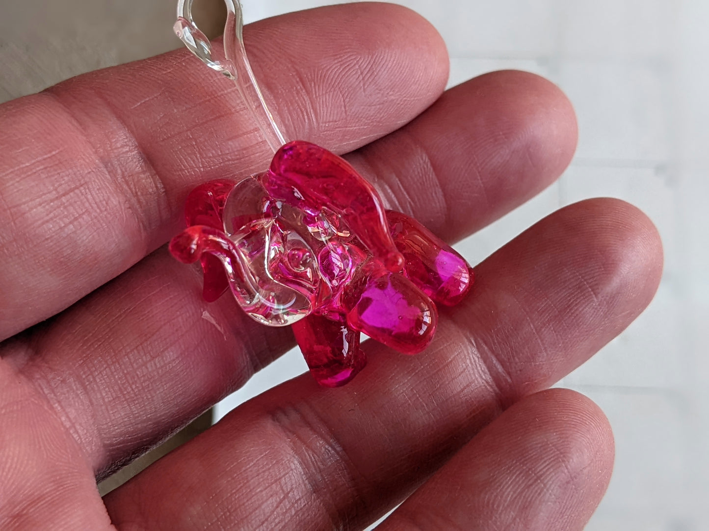 Vintage Hand-Pulled Glass Elephant Murano Style Italian Handmade Glass Adorable !! One-Of-A-Kind Joyful Vintage Gifts !!