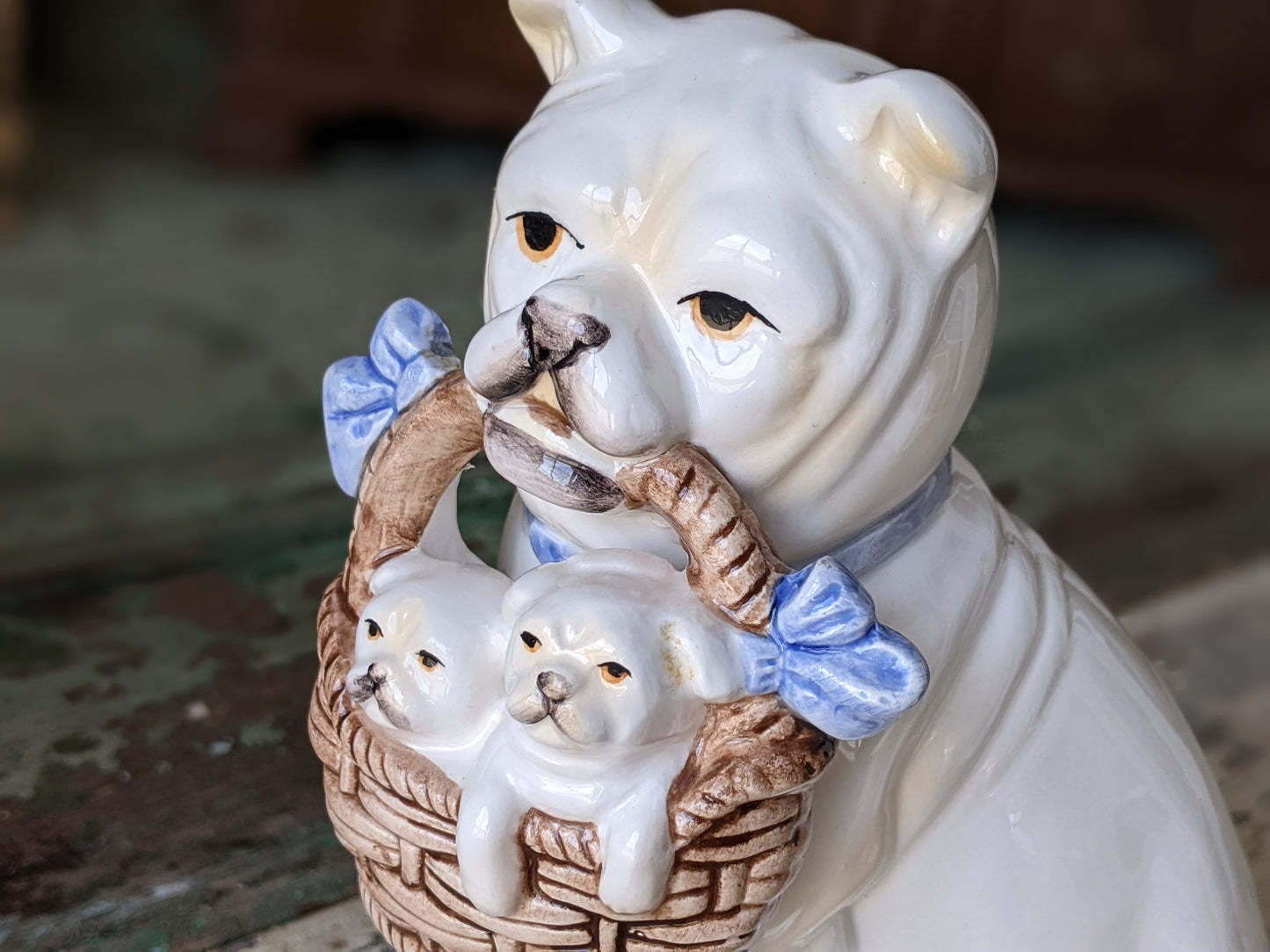 1960s Fitz & Floyd Bulldog Puppies Bookends Porcelain Rare in Amazing Condition !! This Is The Good Stuff Vintage Gifts !!