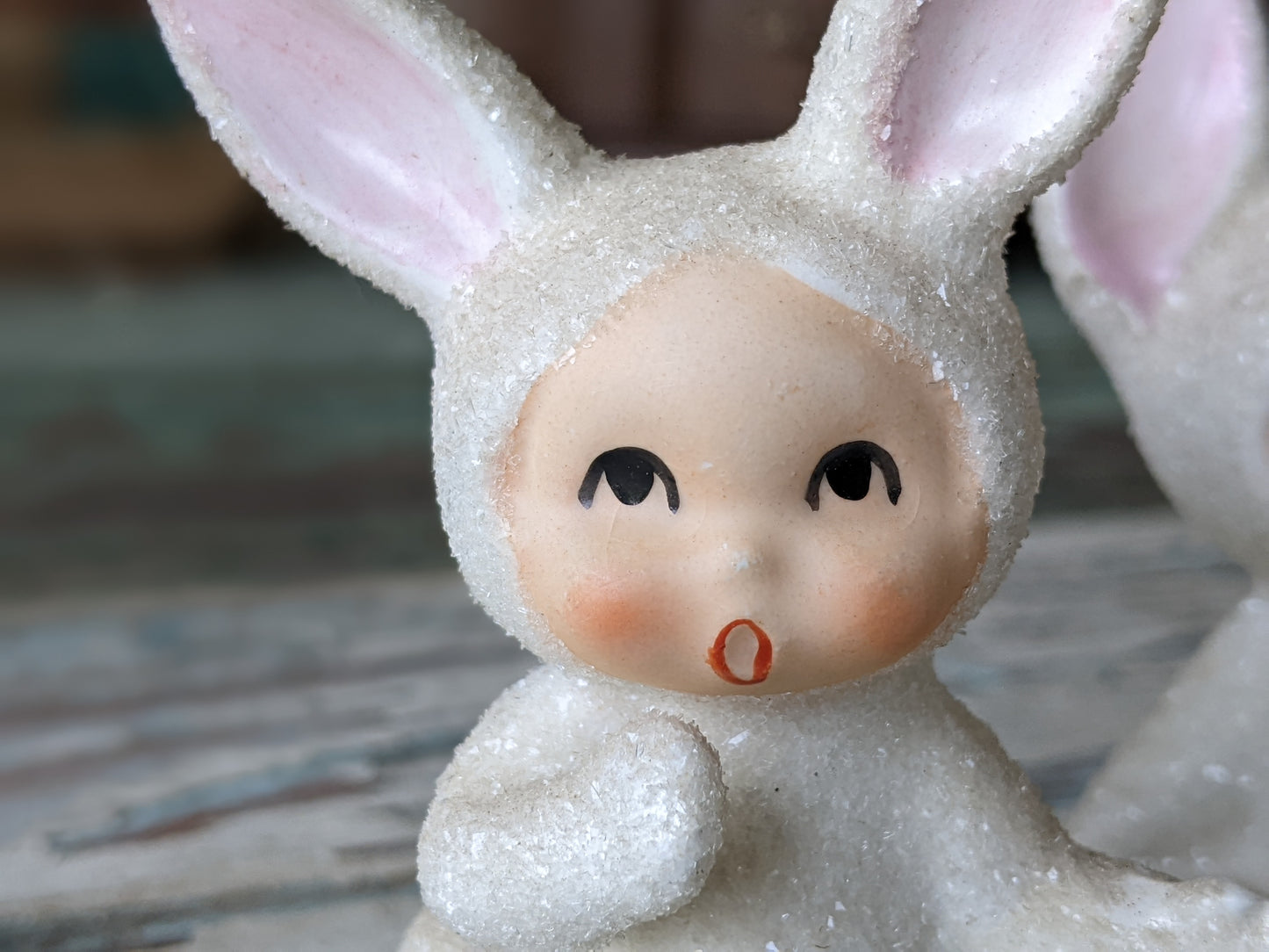1950s Easter Snow Bunnies Sugar Glaze Kitschy Japan !! Rare Condition !! Amazing Vintage Gifts & Collectibles
