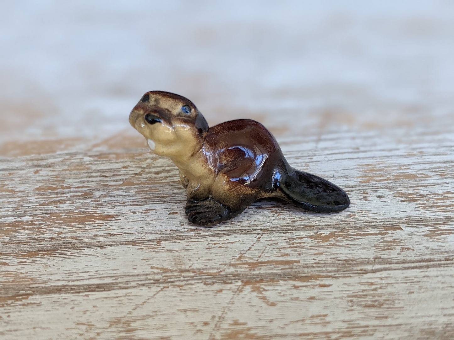 1980s Hagen Renaker Beaver Porcelain Miniature Hand-painted !! Amazing Retro Gifts & Collectibles !!