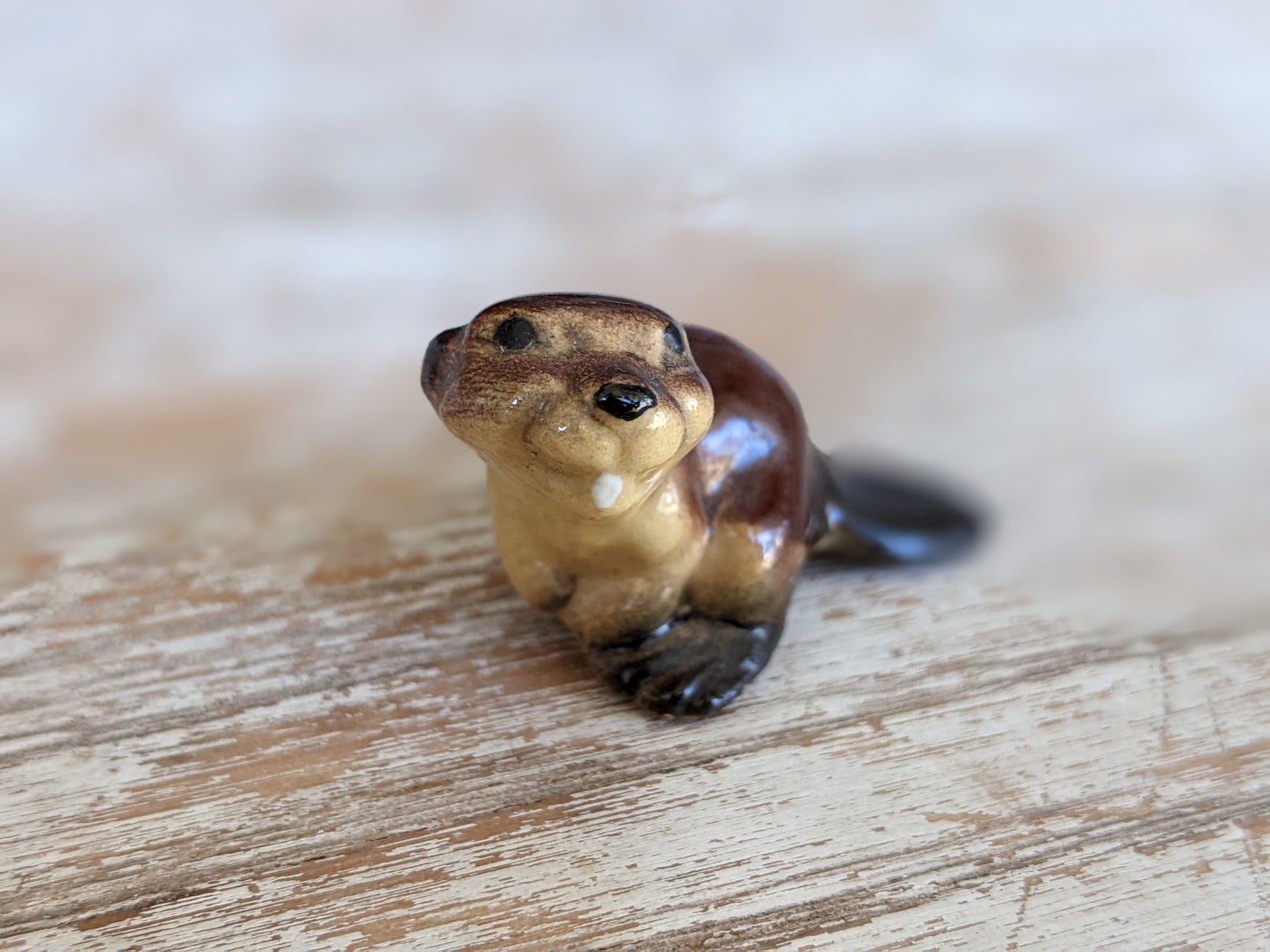 1980s Hagen Renaker Beaver Porcelain Miniature Hand-painted !! Amazing Retro Gifts & Collectibles !!