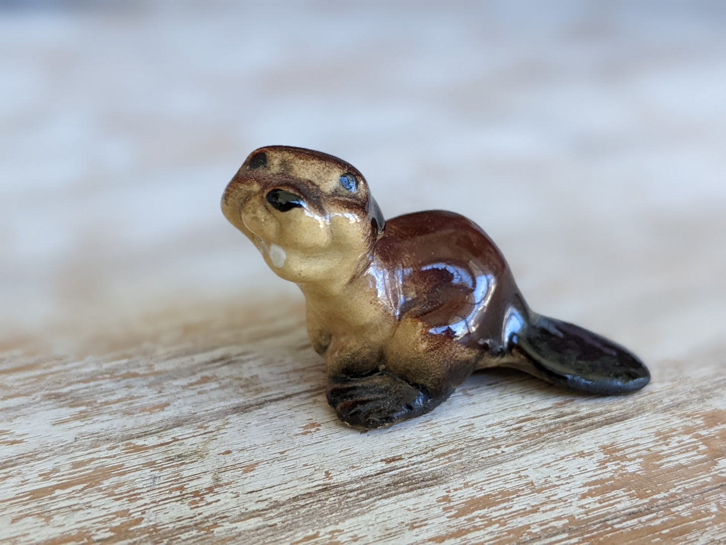 1980s Hagen Renaker Beaver Porcelain Miniature Hand-painted !! Amazing Retro Gifts & Collectibles !!