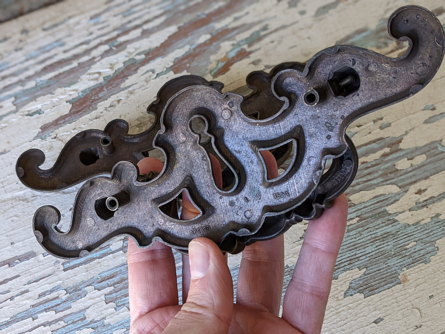 1960s Chippendale Drawer Pulls Brass Finish Handles Gothic Dungeon Chic by BPC No. 1561 BPC408 !! Amazing Vintage Hardware Restoration