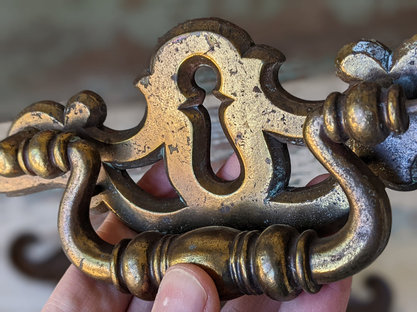 1960s Chippendale Drawer Pulls Brass Finish Handles Gothic Dungeon Chic by BPC No. 1561 BPC408 !! Amazing Vintage Hardware Restoration