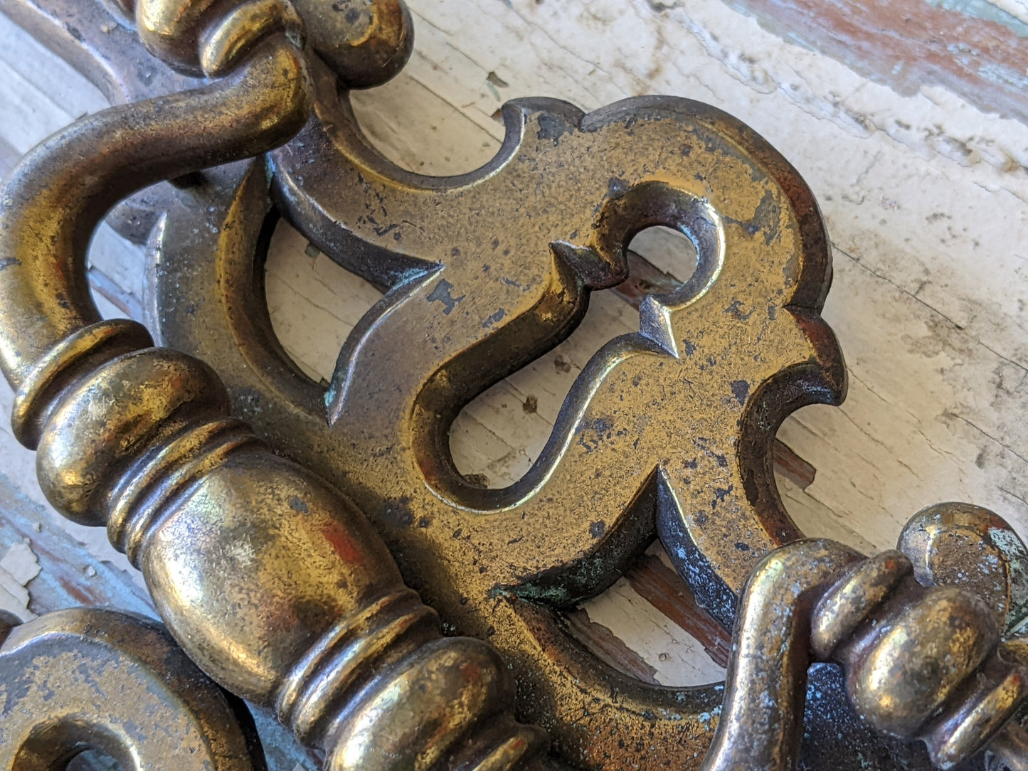 1960s Chippendale Drawer Pulls Brass Finish Handles Gothic Dungeon Chic by BPC No. 1561 BPC408 !! Amazing Vintage Hardware Restoration