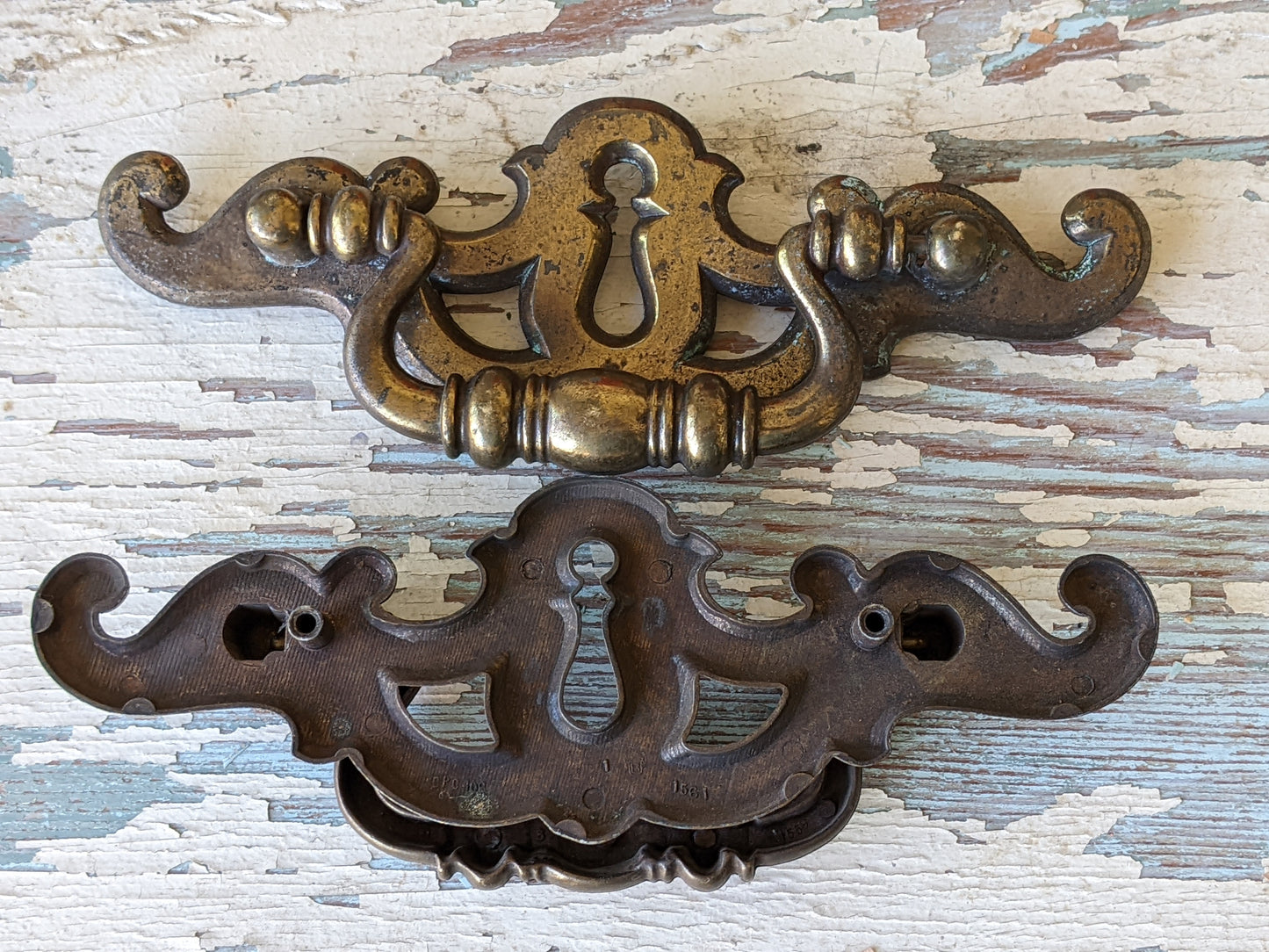 1960s Chippendale Drawer Pulls Brass Finish Handles Gothic Dungeon Chic by BPC No. 1561 BPC408 !! Amazing Vintage Hardware Restoration