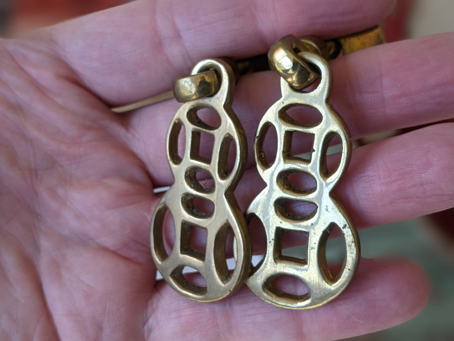 Vintage Asian Style Drawer Pulls w Cast Hinged Pull Brass Plated Finish !! Awesome Vintage Restoration & Creative Hardware !!