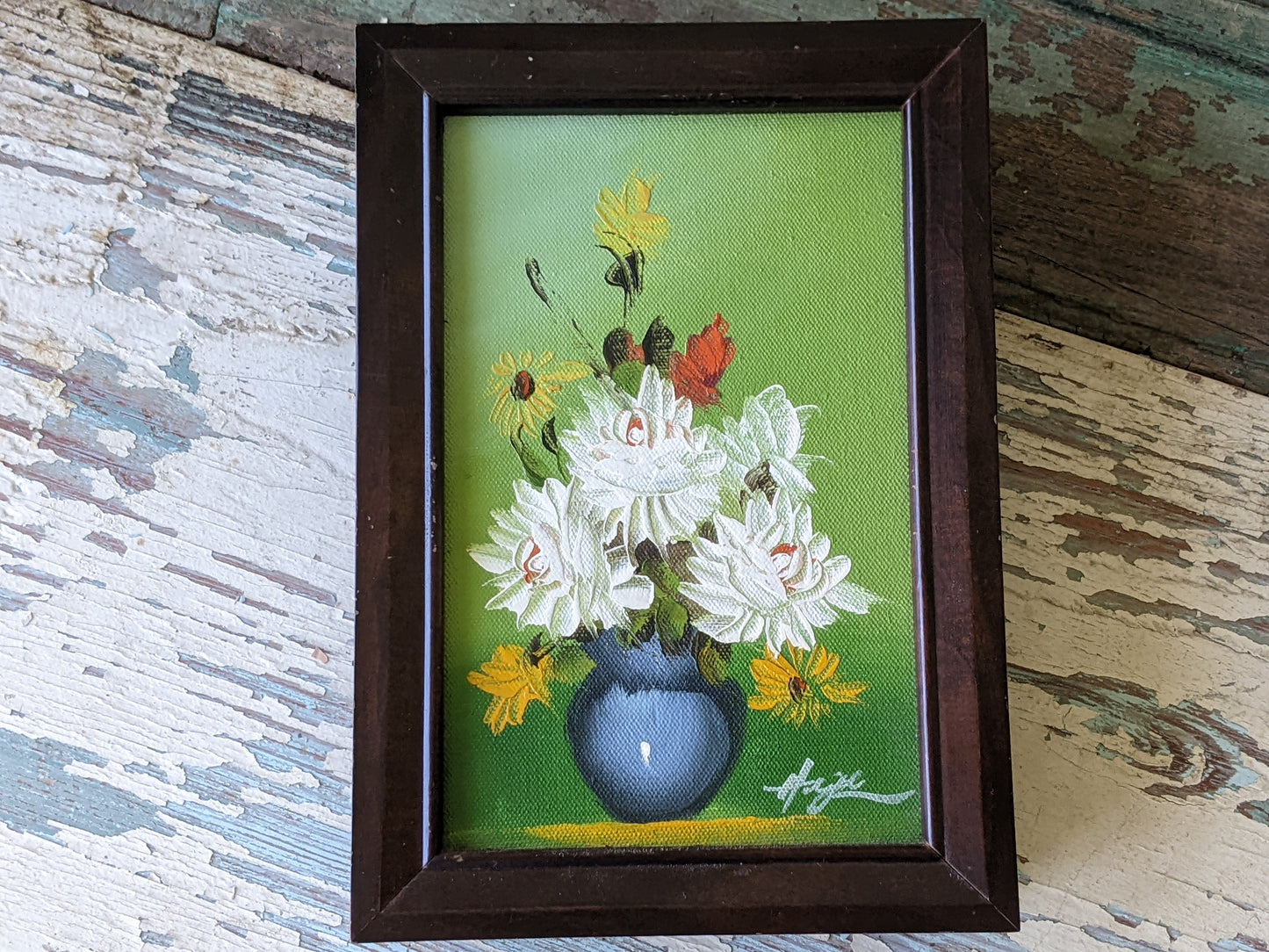 1970s Hand-Painted Oil on Canvas Jewelry Wall Mounted Box Organizer !! Signed Original Vintage Gifts & Collectibles