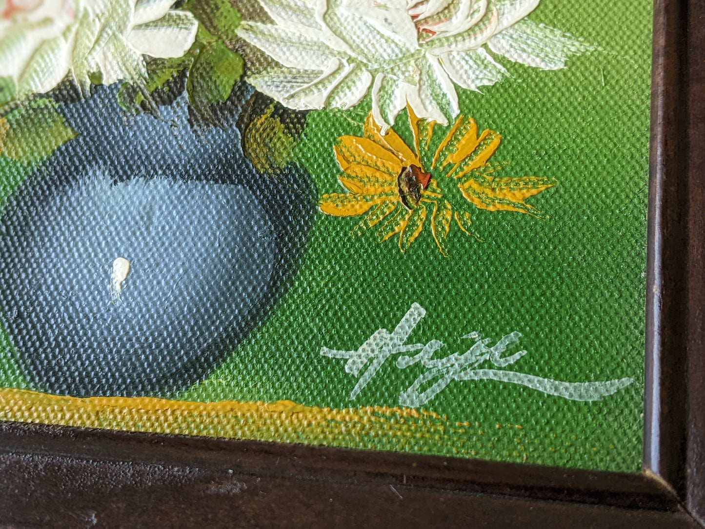 1970s Hand-Painted Oil on Canvas Jewelry Wall Mounted Box Organizer !! Signed Original Vintage Gifts & Collectibles