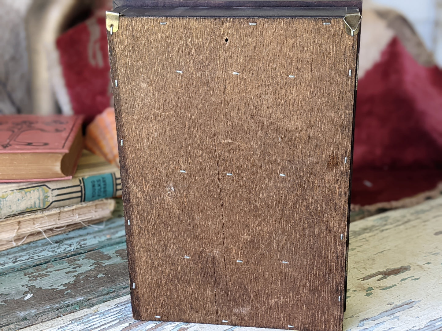 1970s Hand-Painted Oil on Canvas Jewelry Wall Mounted Box Organizer !! Signed Original Vintage Gifts & Collectibles