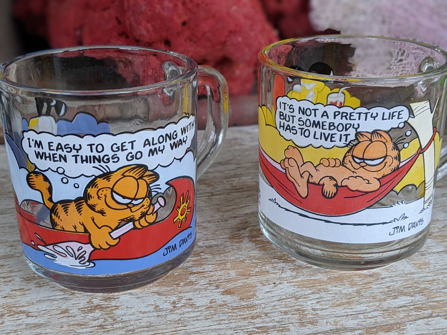 1978 Vintage Garfield Glasses by McDonalds Complete Set of 4 Mugs !! A Perfect Retro Gift