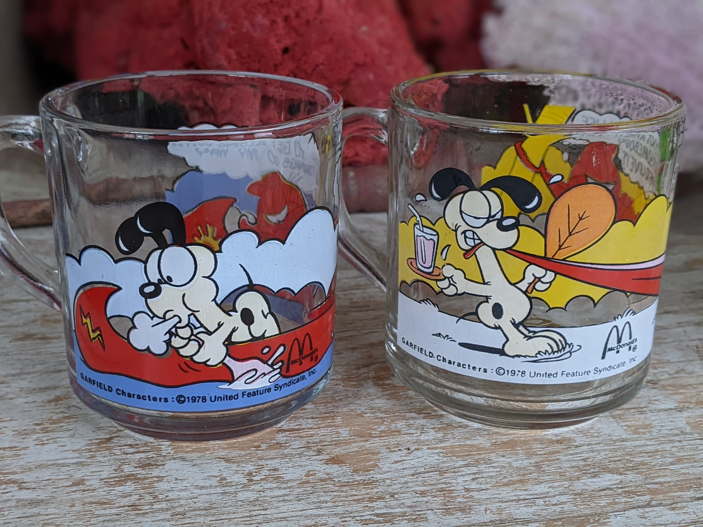 1978 Vintage Garfield Glasses by McDonalds Complete Set of 4 Mugs !! A Perfect Retro Gift
