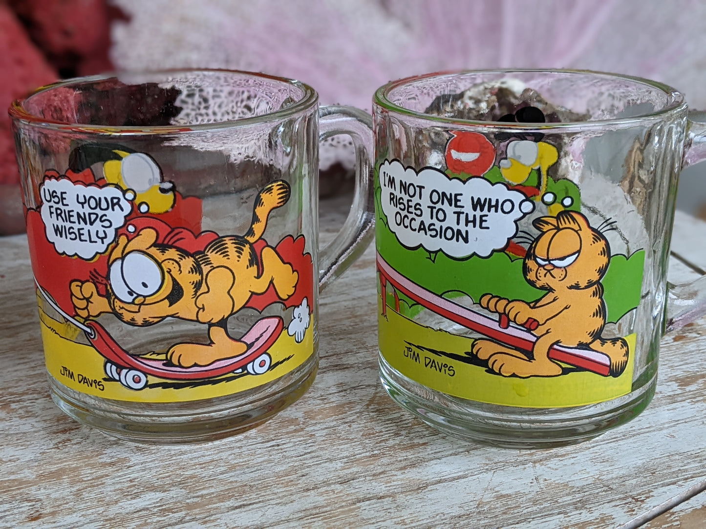 1978 Vintage Garfield Glasses by McDonalds Complete Set of 4 Mugs !! A Perfect Retro Gift