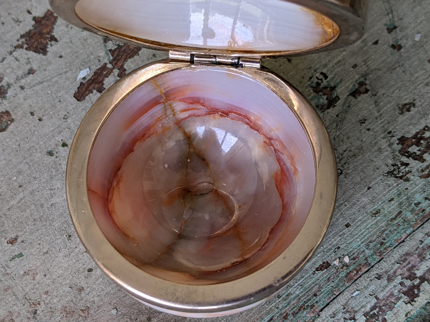 1970s Alabaster Onyx Trinket Box Ring Pot Italy Italian !! Amazing Vintage Gifts & Collectibles