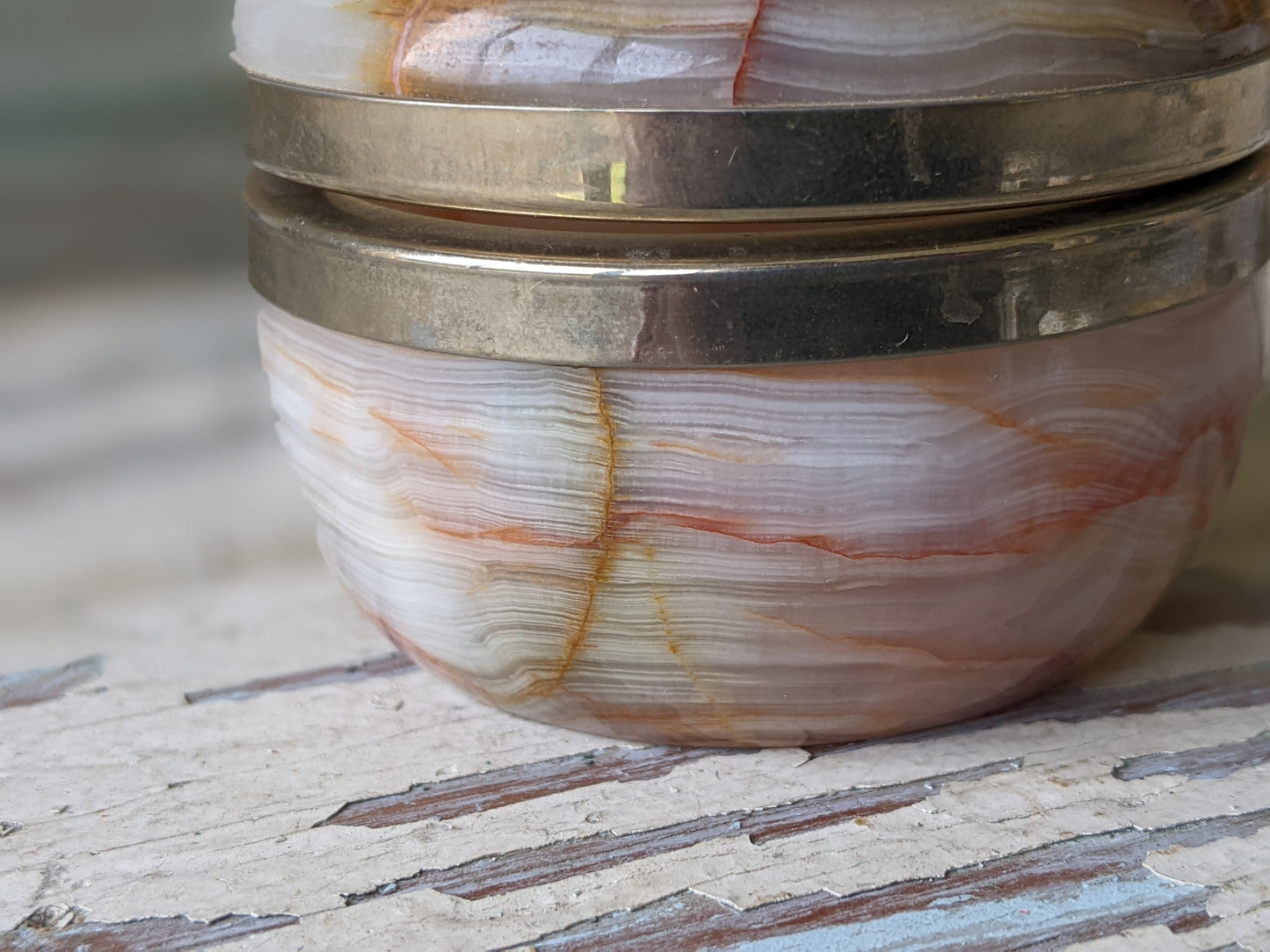 1970s Alabaster Onyx Trinket Box Ring Pot Italy Italian !! Amazing Vintage Gifts & Collectibles