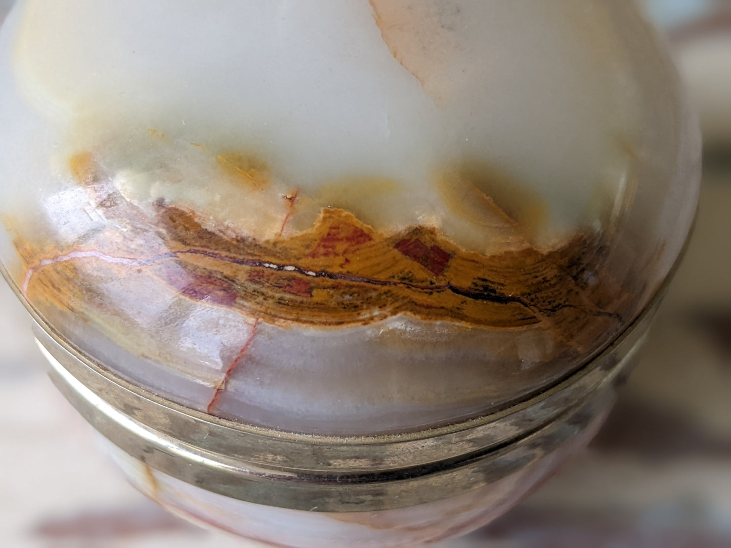 1970s Alabaster Onyx Trinket Box Ring Pot Italy Italian !! Amazing Vintage Gifts & Collectibles