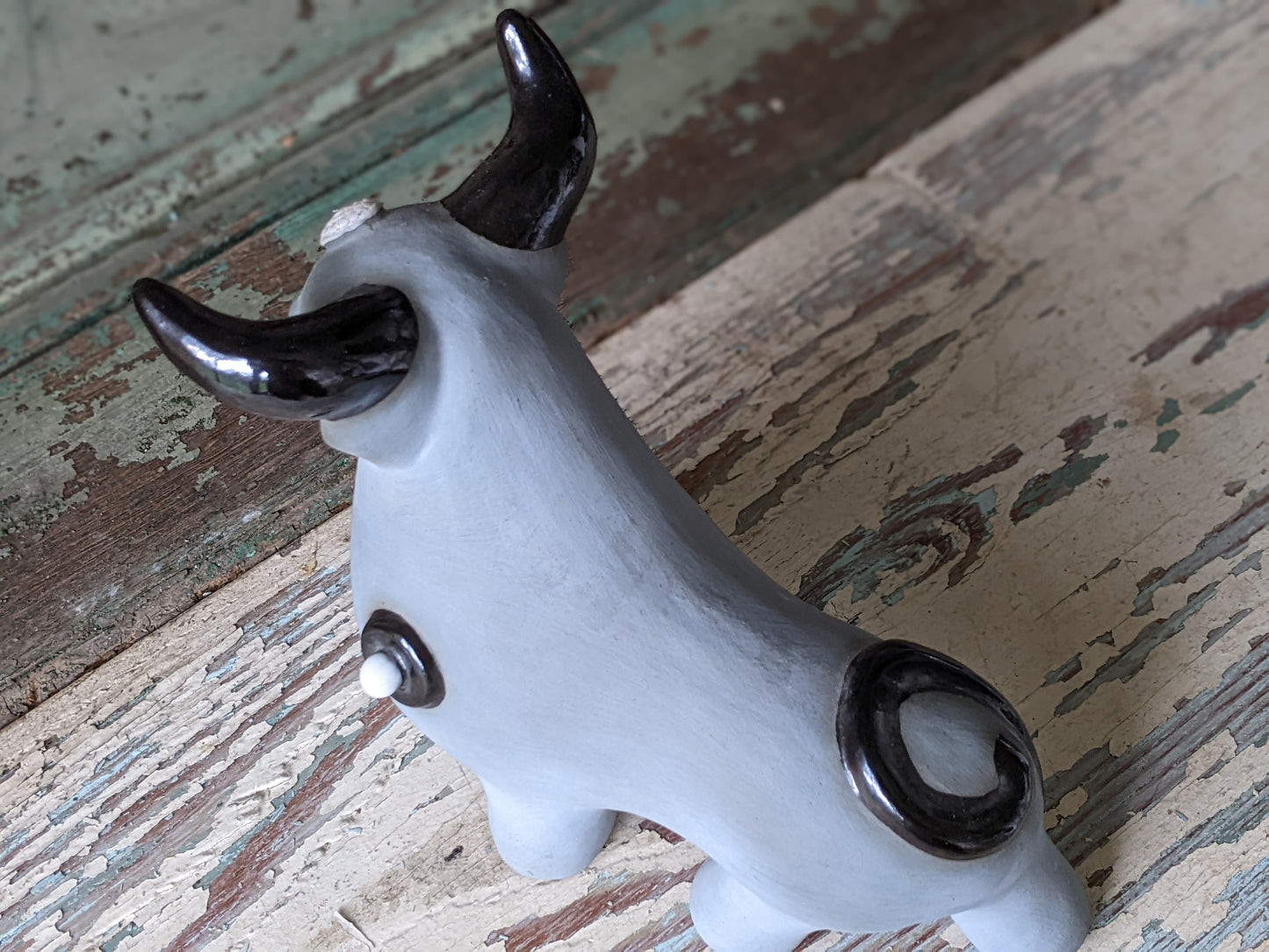1970s !! Signed !! Julio Eduardo Segovia Pottery Handmade Hand-painted Bull !! Amazing Rare Art & Collectibles