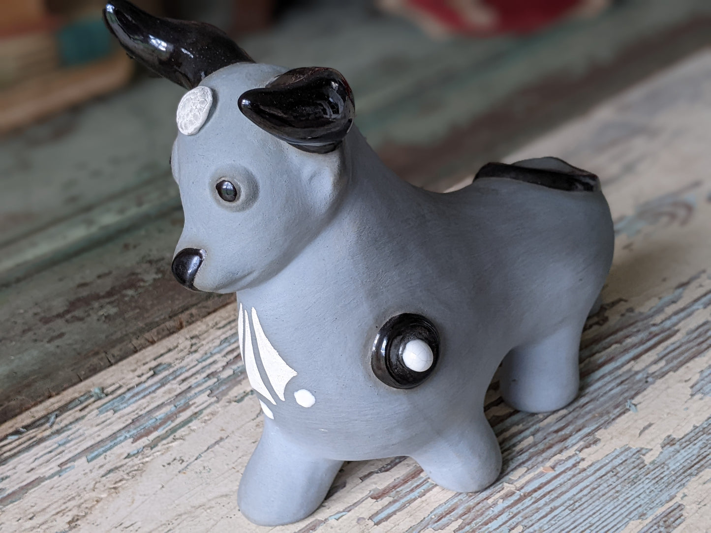 1970s !! Signed !! Julio Eduardo Segovia Pottery Handmade Hand-painted Bull !! Amazing Rare Art & Collectibles
