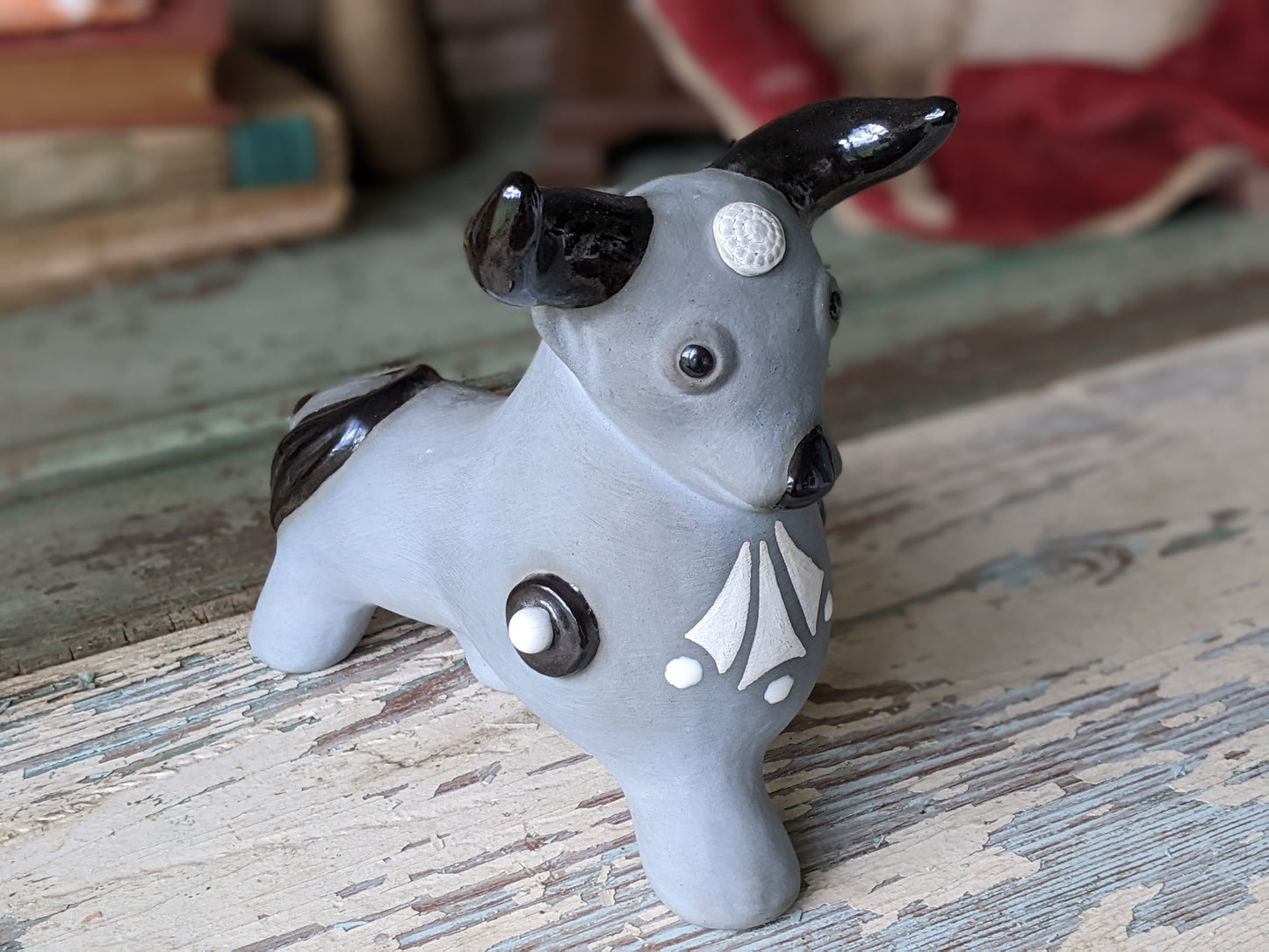 1970s !! Signed !! Julio Eduardo Segovia Pottery Handmade Hand-painted Bull !! Amazing Rare Art & Collectibles