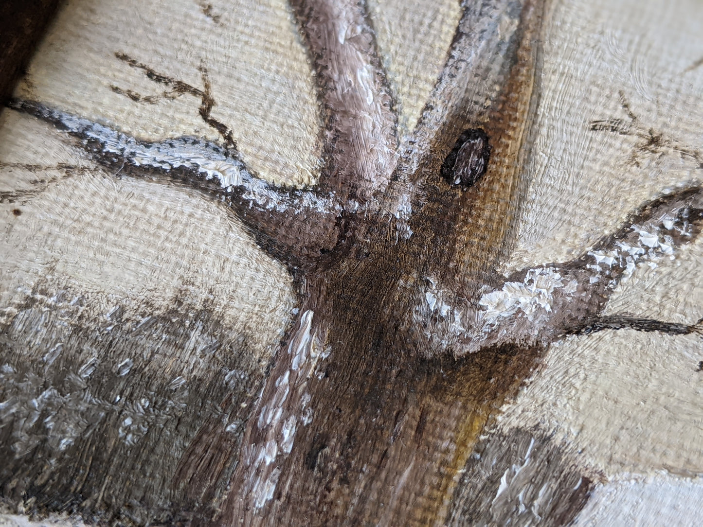 1977 Original Signed Oil on Canvas by Maude Matlock Log Cabin Winter 6" x 5" Frame !! Original Vintage Gifts & Collectibles