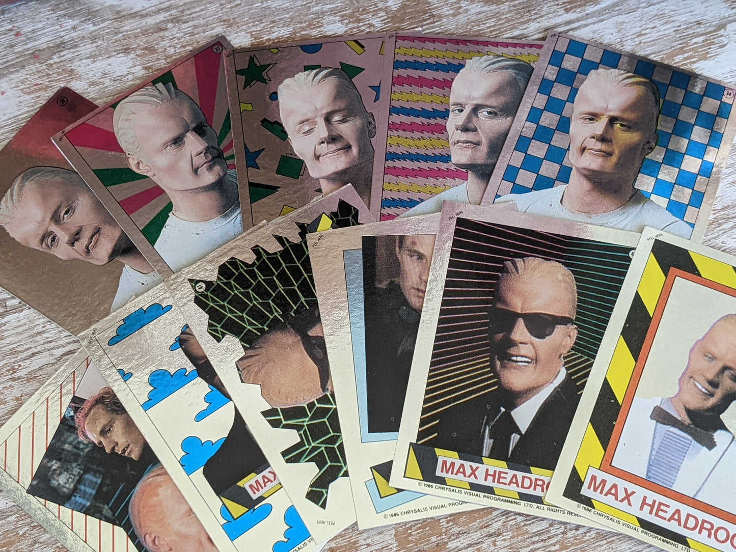 1986 Max Headroom Complete 33 Card & 11 Foil Sticker Set Television show Series !! Retro Vintage Gifts !!