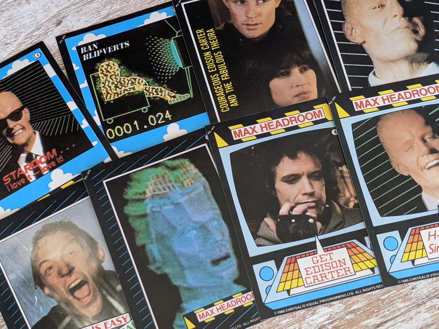 1986 Max Headroom Complete 33 Card & 11 Foil Sticker Set Television show Series !! Retro Vintage Gifts !!