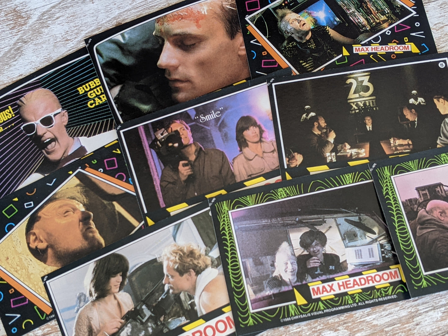 1986 Max Headroom Complete 33 Card & 11 Foil Sticker Set Television show Series !! Retro Vintage Gifts !!