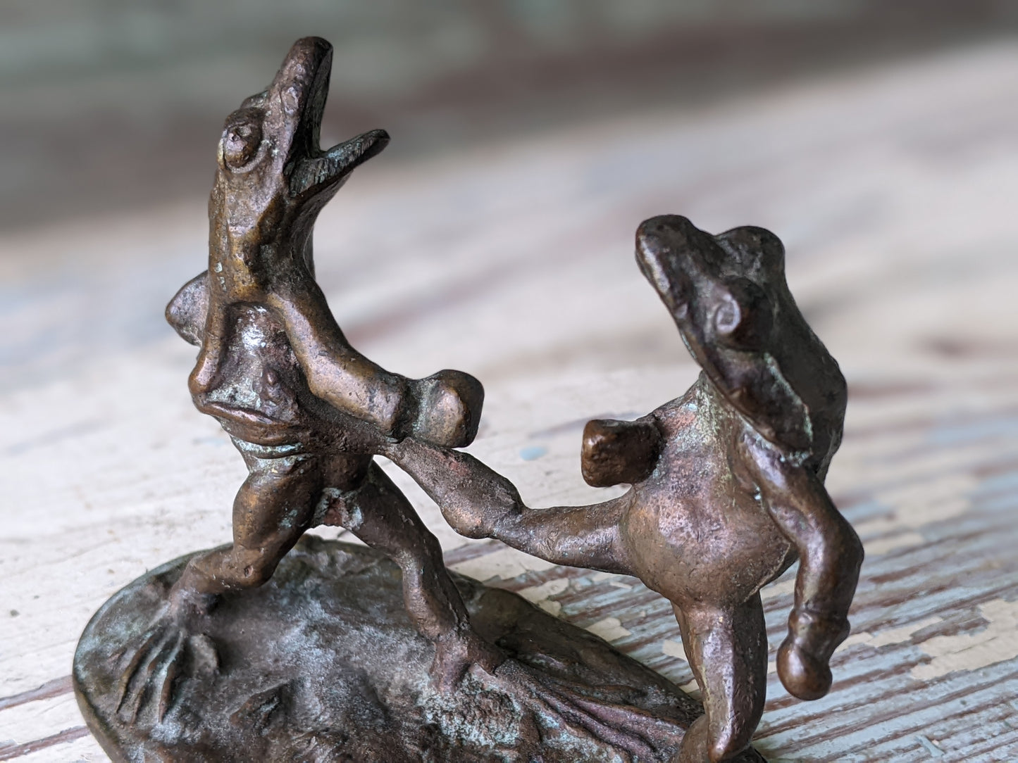 1960s Marcel Brisson Bronze Fighting Frogs Small Bronze Original !! Amazing Rare Vintage Gifts & Collectibles