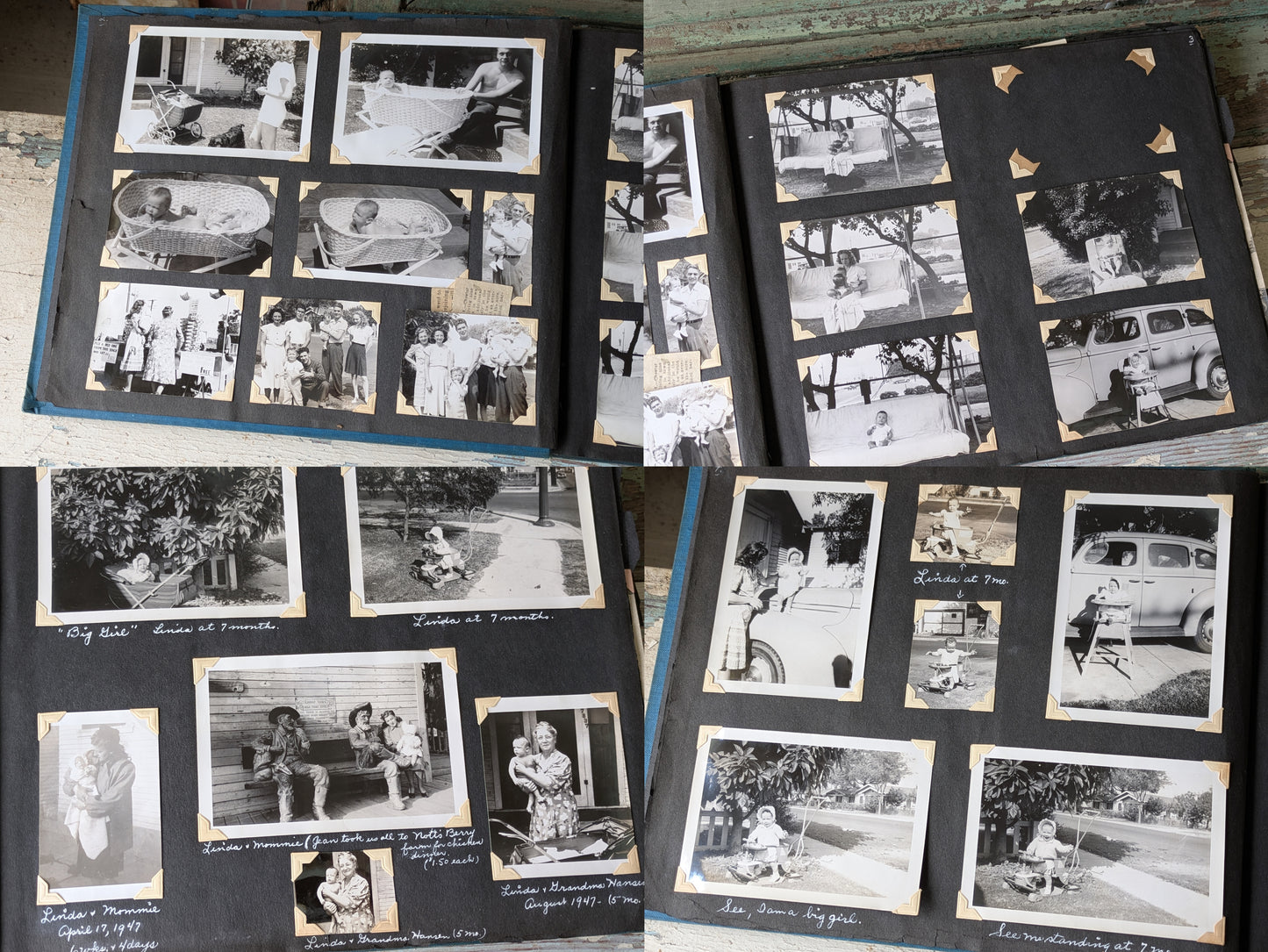 1940s Amazing !! Personal Scrapbook Photo Album Over 325+ Original Photos & Handwritten Notes !! One-Of-A-Kind Gift Scrapbook Collectible !!