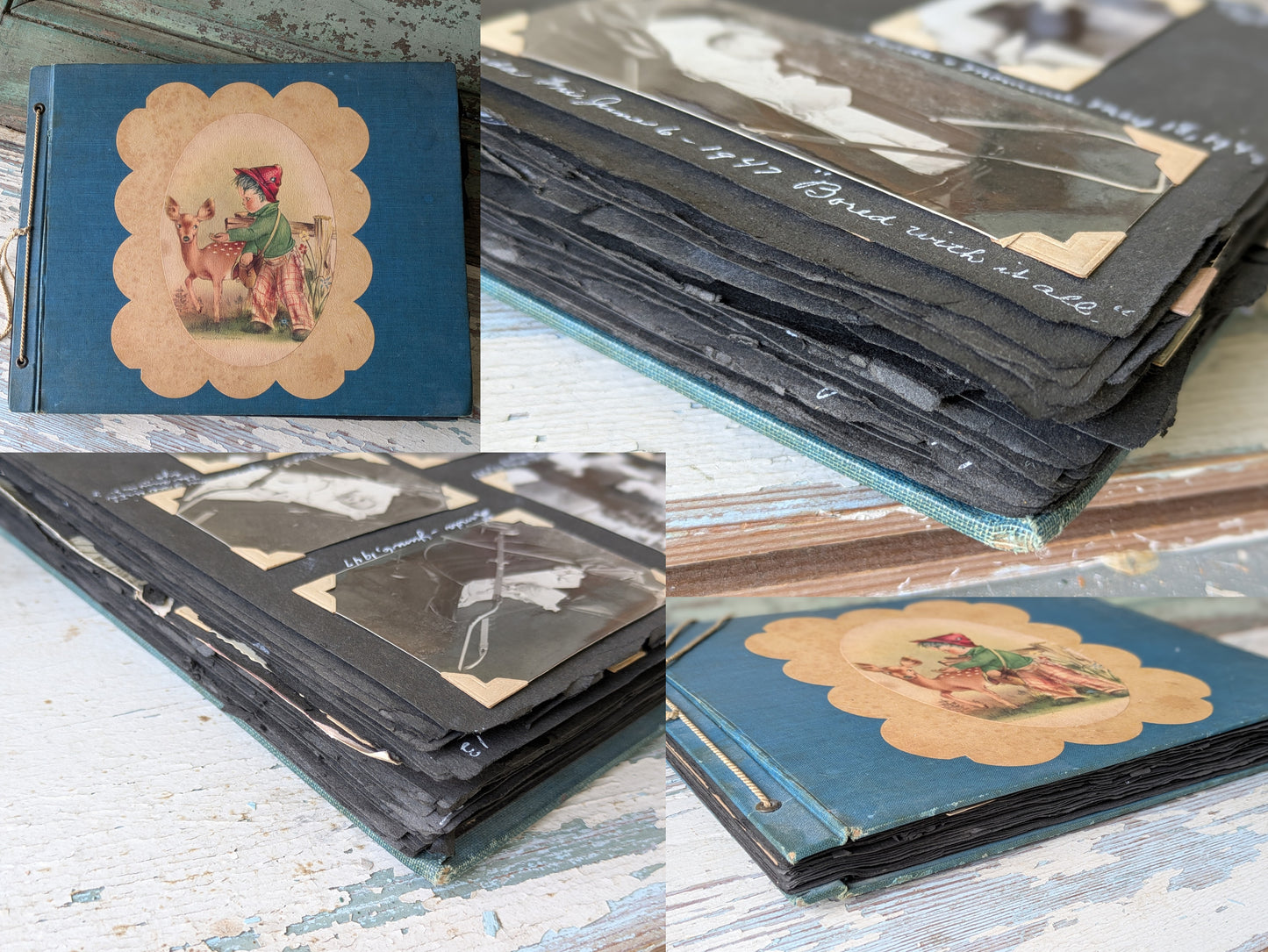 1940s Amazing !! Personal Scrapbook Photo Album Over 325+ Original Photos & Handwritten Notes !! One-Of-A-Kind Gift Scrapbook Collectible !!