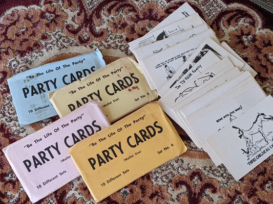 1950s Original Party Cards 59 Cards From 4 sets !! Rare Vintage Gifts !! Humor Comedy Memes !!