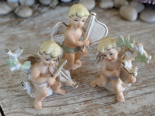 Vintage Trio of Musical Cherubs !! Rock On w Awesome Retro Gifts & Collectibles