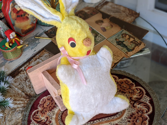 1950s Carnival Stuffed Bunny Prize Yellow Adorable !! Awesome Vintage Gifts & Collectibles