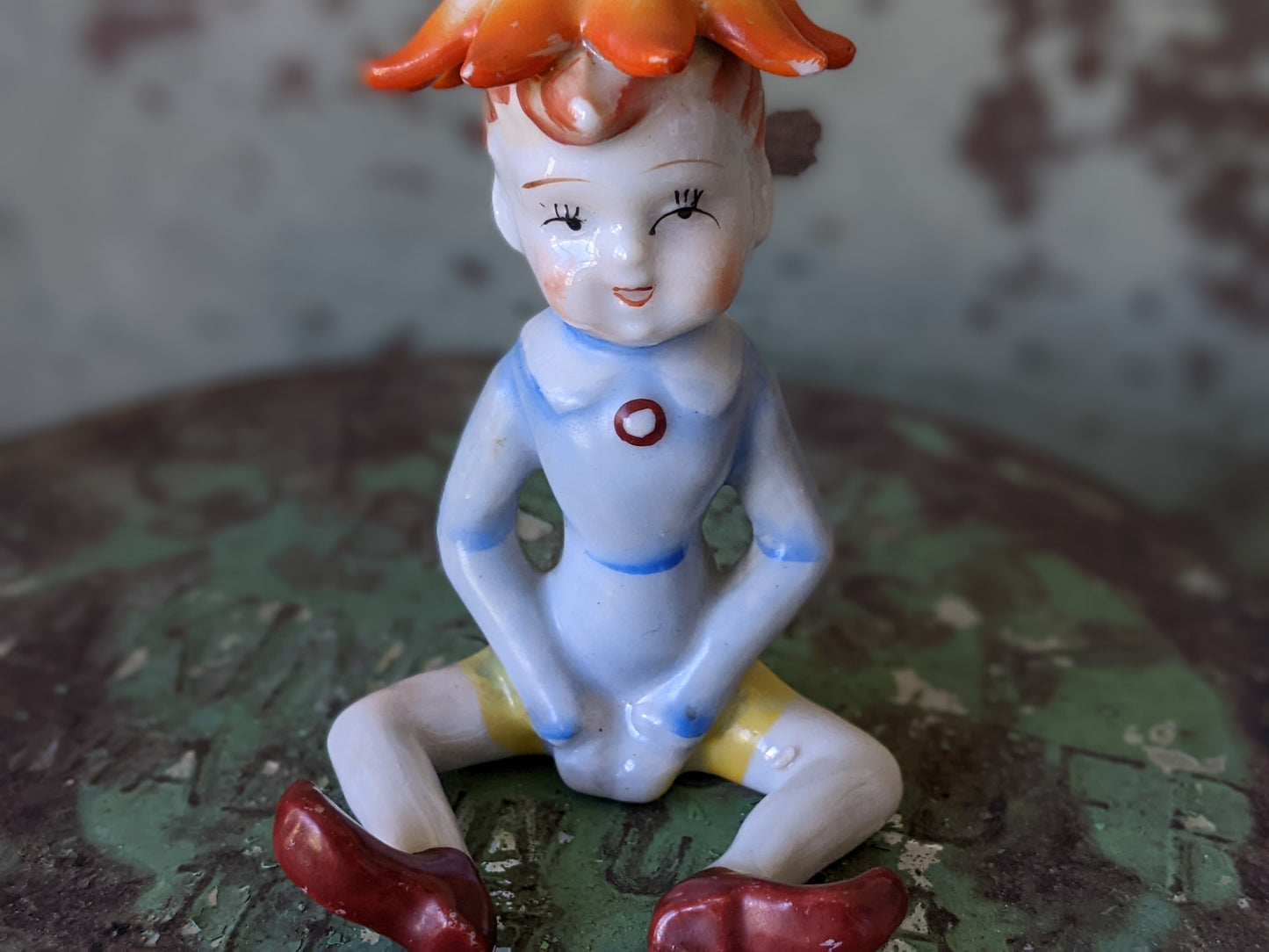 1950s Flower Blossom Pixie Elf Sitting Made In Japan **Mysterious