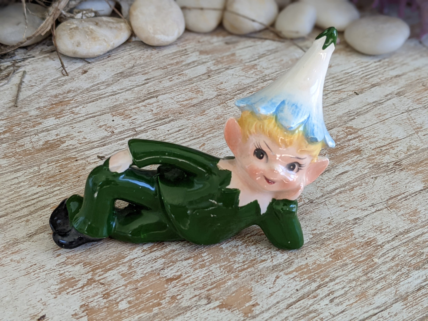 1950s Pixie Elf Blue Flower Blossom Made In Japan