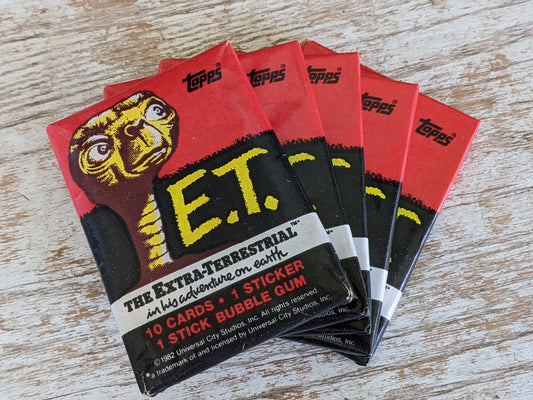 1982 E.T. Extra-Terrestrial 5 New Original Wax Packs by Topps