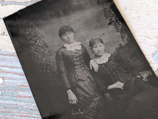 Vintage Tintype Sisters Studio Portrait