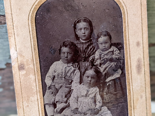 Vintage Tintype Studio Portrait of Odonnal Children