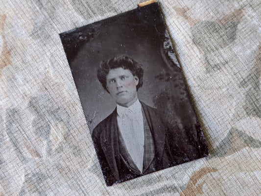 Vintage Tintype Womans Studio Portrait