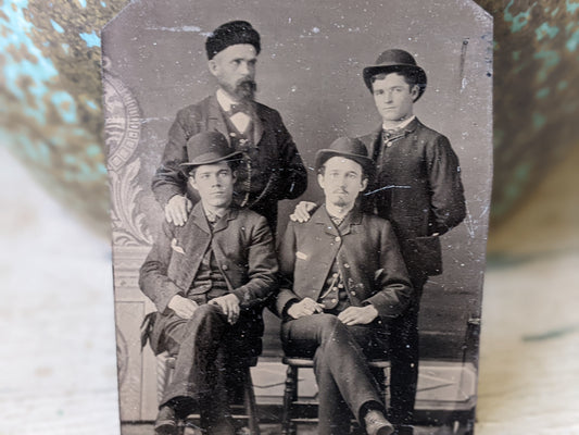 Vintage Tintype Mens Group Studio Portrait