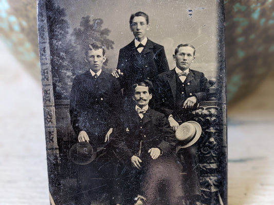 Vintage Tintype Group Studio Portrait Four Men