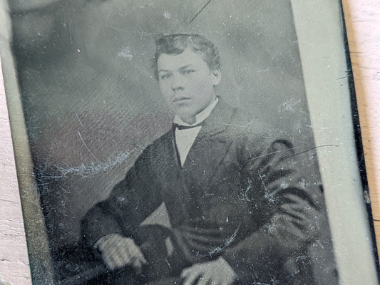 Vintage Tintype Studio Portrait Young Man