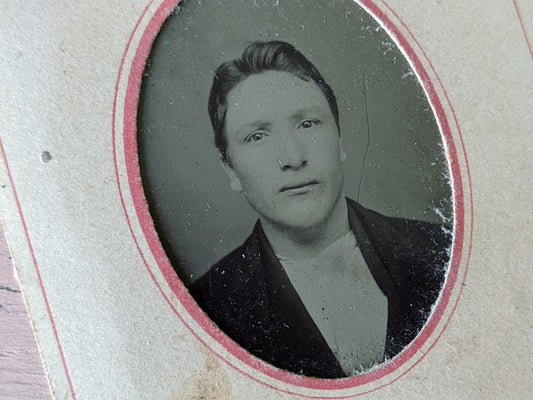 Vintage Tintype Studio Portrait Young Man