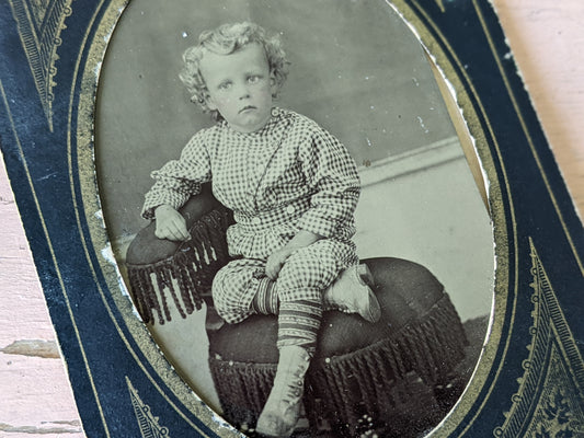 Vintage Tintype Studio Portrait Young Child