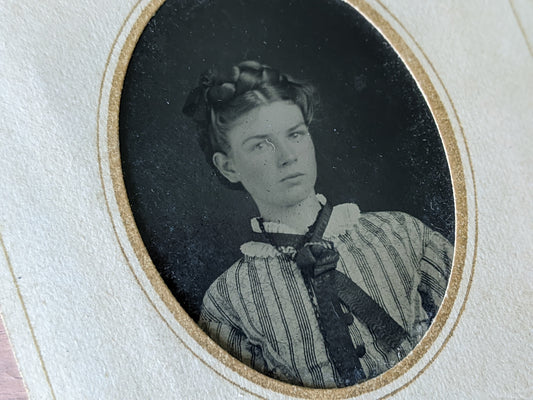 Vintage Tintype Studio Portrait Young Woman