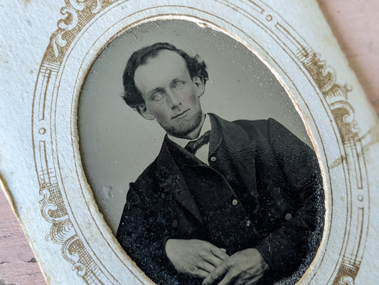 Vintage Tintype Studio Portrait of Man