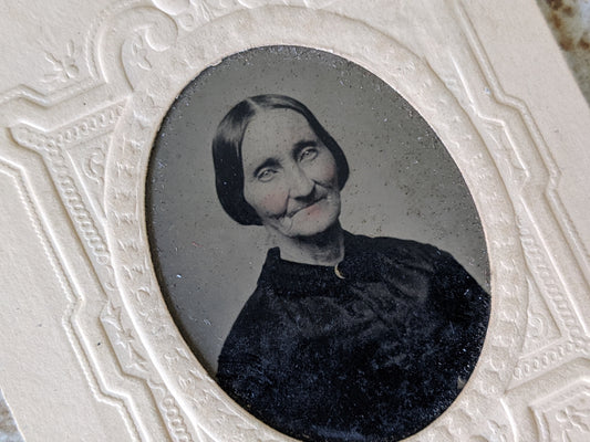 Vintage Tintype Studio Portrait of Elderly Woman