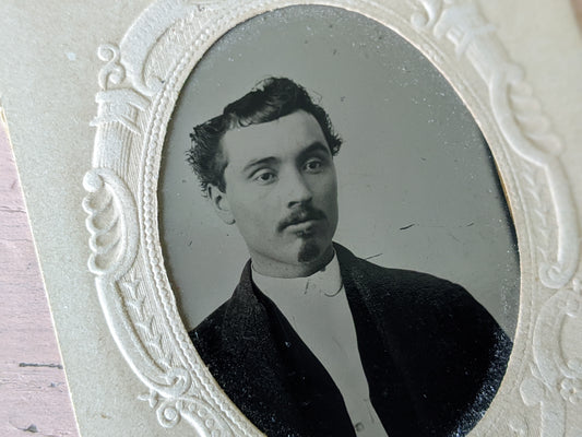 Vintage Tintype Studio Portrait of Young Man