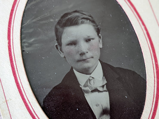 Vintage Tintype Studio Portrait of Young Man